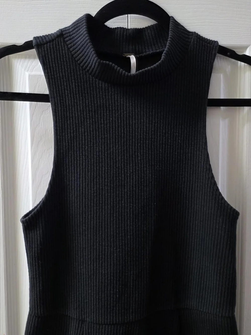 Free People Black Ribbed Knit Top